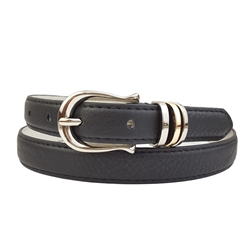 Classic Skinny Silver Buckle Belt