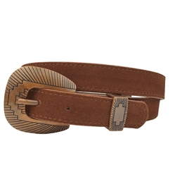 Genuine Suede Belt with Copper Buckle set