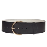 Wide Width Contour Waist Belt w. Shiny Gold Buckle