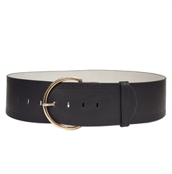 Wide Width Contour Waist Belt w. Shiny Gold Buckle