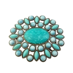 Oval Western Floral Turquoise Beads Belt Buckle