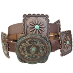 Copper Concho Belt in Genuine Cowhide Leather