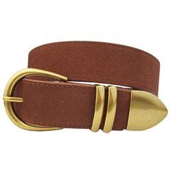 Genuine Suede Leather Belt w. buckle, loops and tip