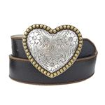 Western Heart Buckle w. Vintage Leather belt