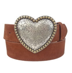 Western Heart Buckle w. Genuine Suede Belt