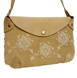 Suede bag with flower print