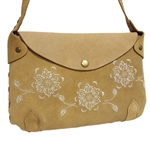 Suede bag with flower print