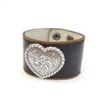 Vintage w. Distressed Leather Band w. Silver Heart